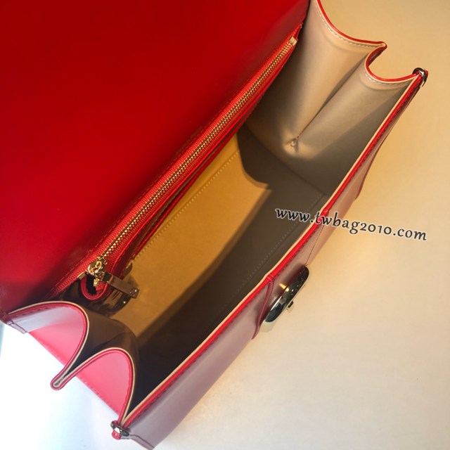 Delvaux新款雙環頂級brilliant box皮國旗紅手提女包 德爾沃專櫃brilliant大號手袋 bxs1093